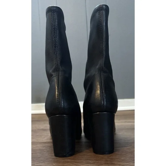 Stuart Weitzman Black Leather Ankle Boots Size 9 Pointed Toe Block Heel - Picture 5 of 7